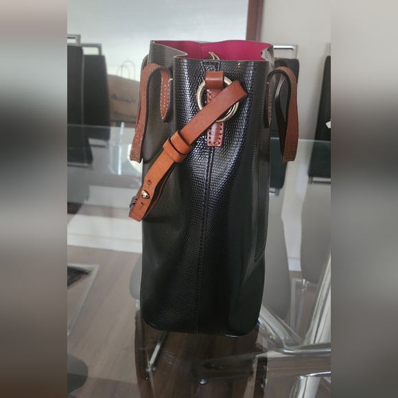 Dooney & Bourke Lilliana Black & Hot Pink Shoulder Tote Bag - Picture 5 of 16